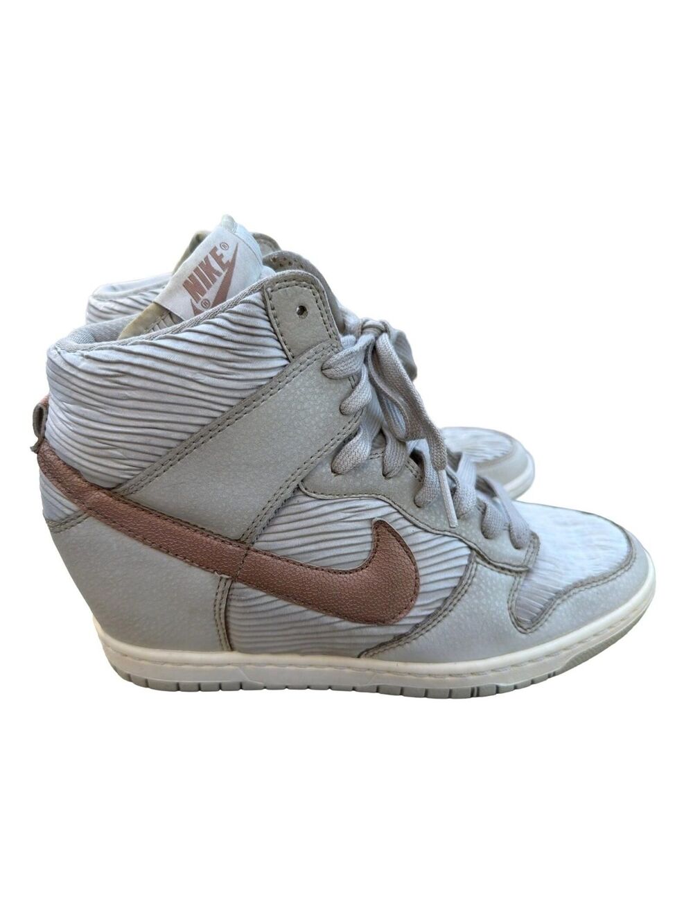 Nike Dunk Sky Hi Hidden Wedge Sneakers Light Bone 528899-013 Womens 9 GUC